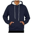 thumbnail image 2 of Men's Hoodies Sherpa Fleece Lined Sweatshirt Winter Casual Warm Drawstring Plain Hooded Pullover Sweater (3XL, Navy #A), 2 of 7