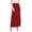 Burgundy, variant on Women's Casual Foldable Waist Comfy Loose Fit Solid Maxi Skirt S-3XL