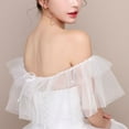 thumbnail image 2 of Defitshape Women's Bolero Shrug Lace Top Short Sleeve Summer Soft Off The Shoulder Sheer Tube Short Wedding Bridal Style1 One Size, 2 of 2