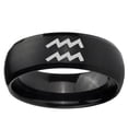 thumbnail image 2 of Aquarius Horoscope 8MM Dome Brush Black Polish Edge Tungsten Men Ring, 2 of 2