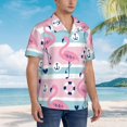 thumbnail image 5 of Easygdp Pink Striped Flamingo Men's Hawaiian Shirts Print Lapel Short Sleeve for Beach, vacation, party, casual occasions - XX-Large, 5 of 9