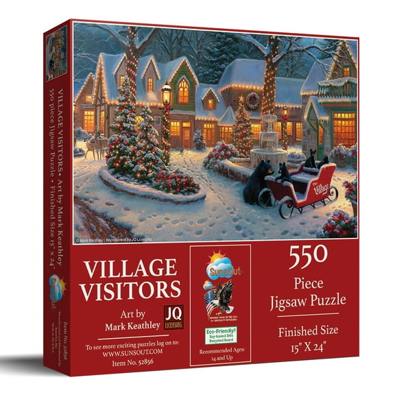 SUNSOUT INC - Village Visitors - 550 pc Jigsaw Puzzle by Artist: Mark Keathley - Finished Size 15" x 24" - MPN# 52856