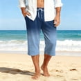 thumbnail image 3 of Mens Swim Trunks Men's Gradient Print Casual Drawstring Cropped Capri Pants Resort Swim Trunks Beach Shorts with Elastic Waist Quick-Dry Summer Pants for Vacation Travel Blue S, 3 of 9