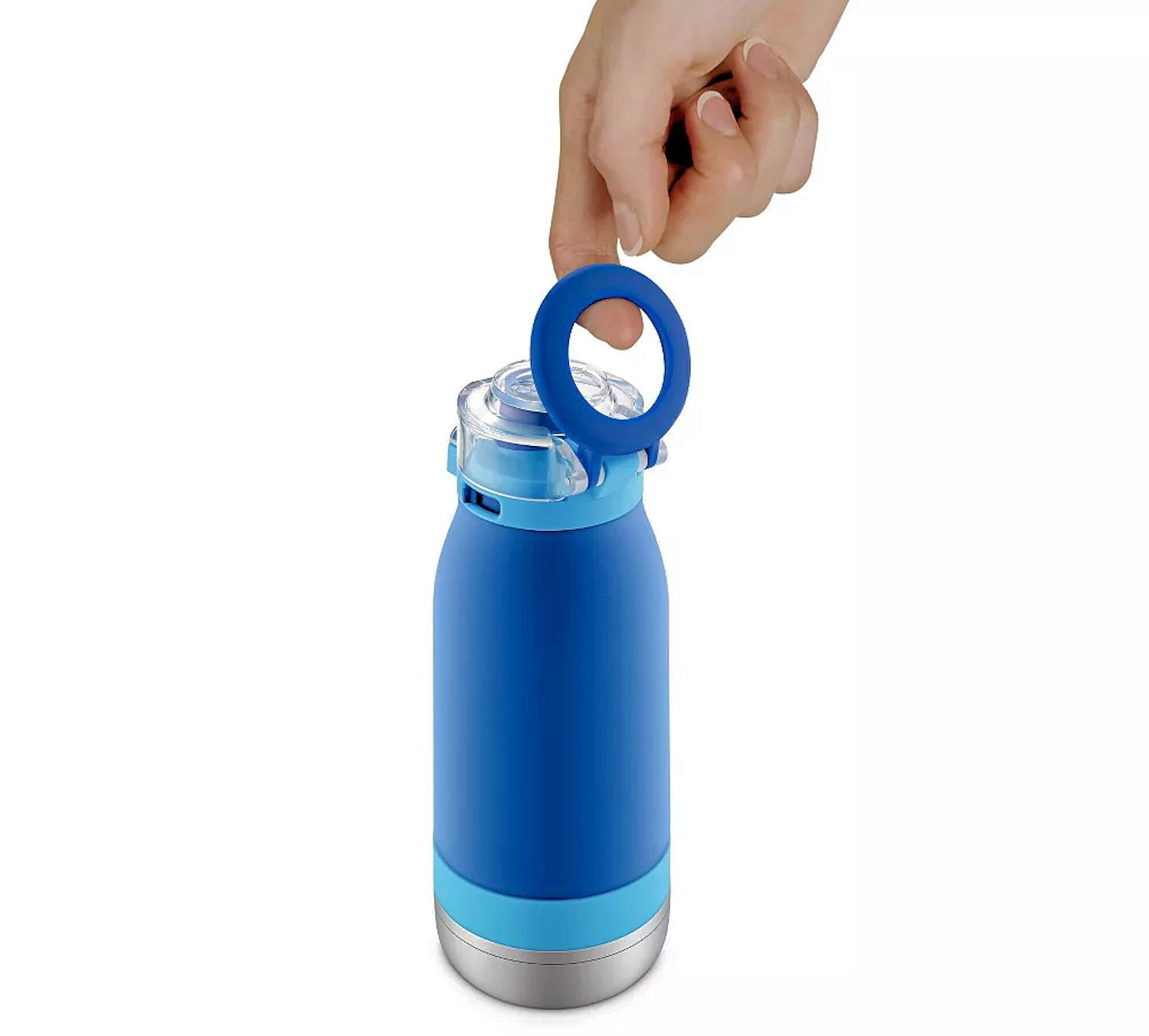 Ello New Ello Emma Vacuum Insulated Stainless Steel Kids Water Bottle with , 14oz, touchdown blue