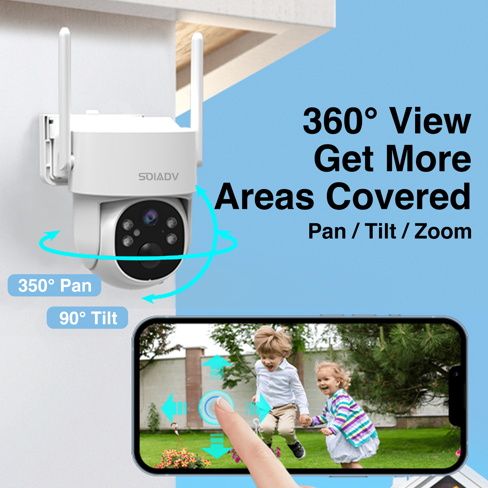 Wireless Security Camera Solar Battery Powered System 2K PTZ AI Motion Detection,Color Night Vision,Indoor Outdoor 4Pack
