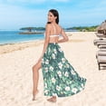 thumbnail image 6 of FORMRS Womens Long Sarong Beach Wrap Semi-Sheer Bikini Skirt Bathing Swimsuit Cover Up, Small White Flowers, 6 of 7