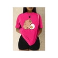 thumbnail image 1 of Playera Blusa De Capybara Comiendo Un Huevo Estrellado Capibara Ropa Para Mujer Divertida Color Fucsia Talla Chica Marca Emil SaEs, 1 of 4