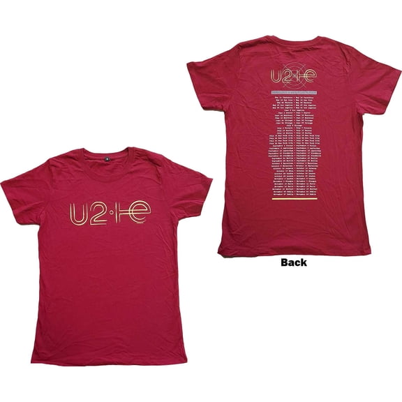 U2 Unisex T-Shirt I E 2015 Tour Dates (Back Print) (Small)