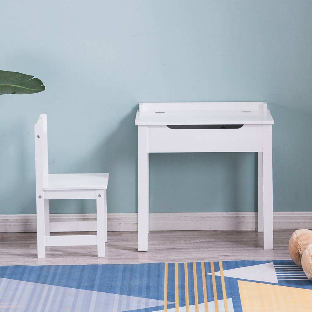 Kids Desk & Chair with Storage, SESSLIFE 2Piece Wooden Study Writing Desk with Chair for Kids 3