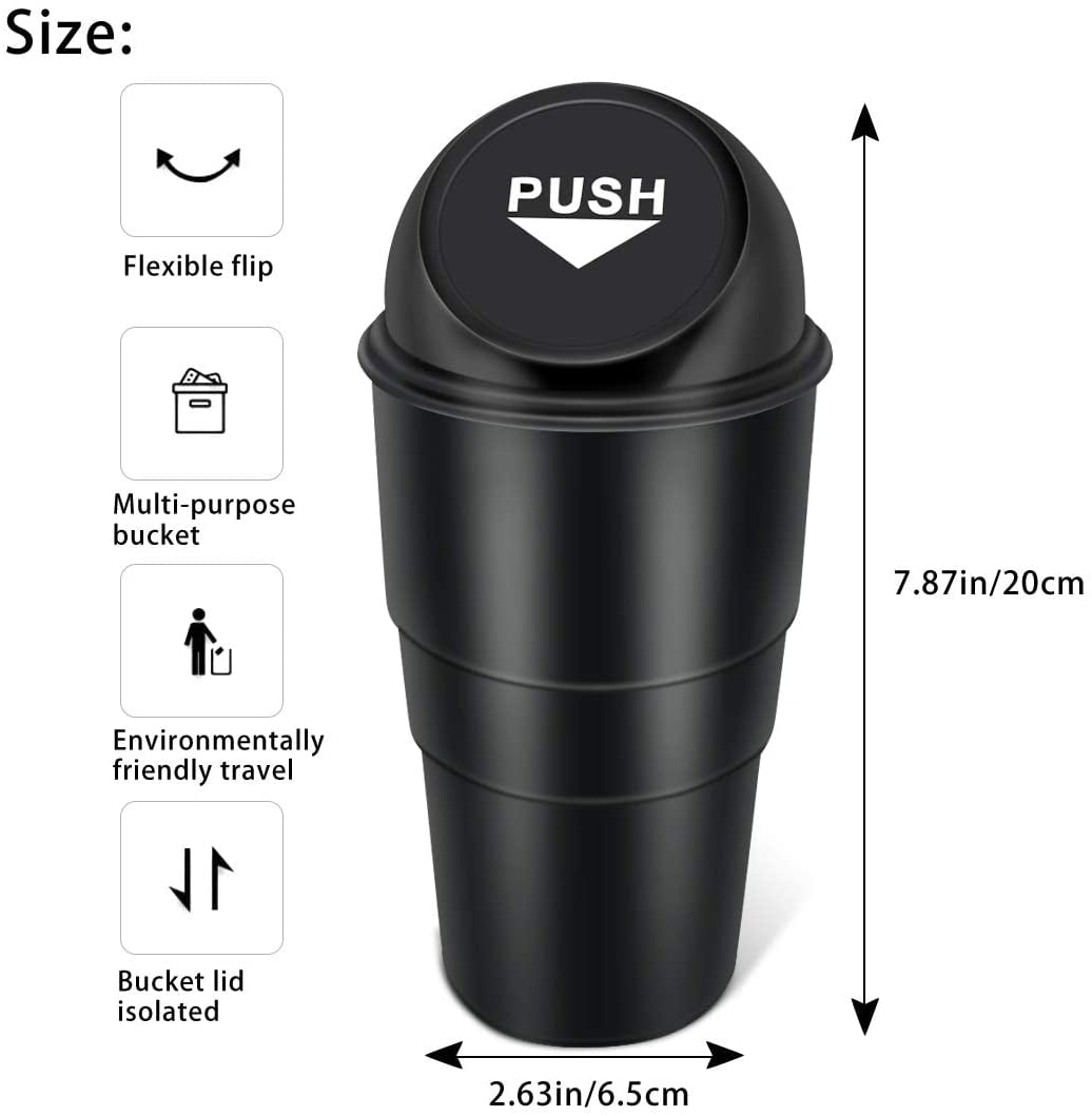 xuenair 2 Pack Mini Car Trash Can with Lid and 90 Bags, Cup Holder