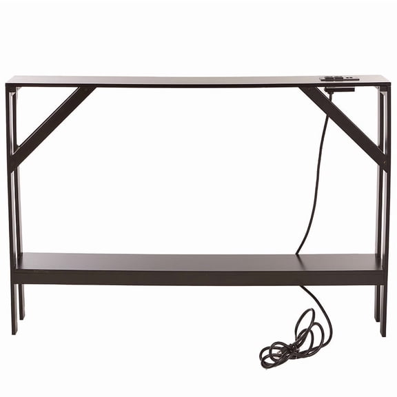 Narrow Console Table with Built in Outlet 33"H - Black