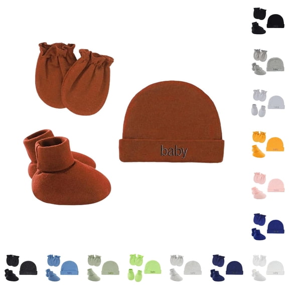 SUXIAN Soft Baby Hat with Scratch Mittens and Booties Delicate Skin Gentle Stretch Fit Winter Hats for Kids