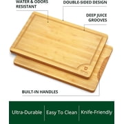 Royal Craft Wood Extra Large Bamboo Cutting Board – Wooden Butcher Block Chopping Board with Side Handles, Cutting Board for Kitchen Meal Prep (XL, 18 x 12)