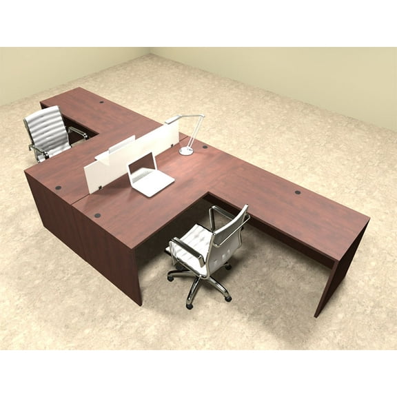 Two Person L Shaped Divider Office Workstation Desk Set, #OT-SUL-FP26