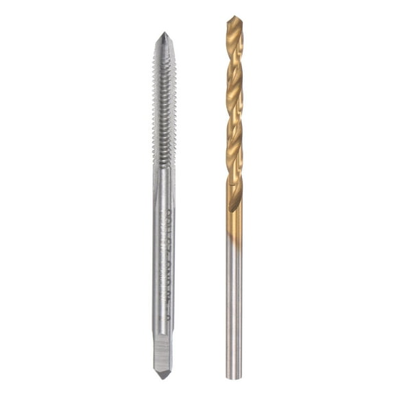 Uxcell 5-40 UNC Straight Flute Tap and 2.6mm Drill Bit Set High Speed Steel Titanium Plated