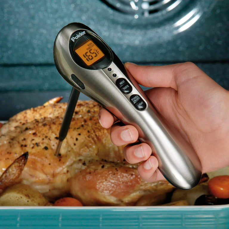 Polder Safe Serve Instant Read Thermometer, Silver 