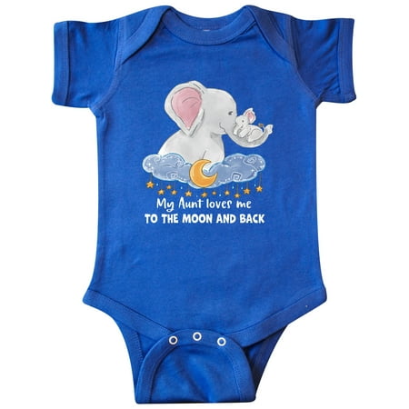 

Inktastic My Aunt Loves me to the Moon and Back Elephant Family Gift Baby Boy or Baby Girl Bodysuit