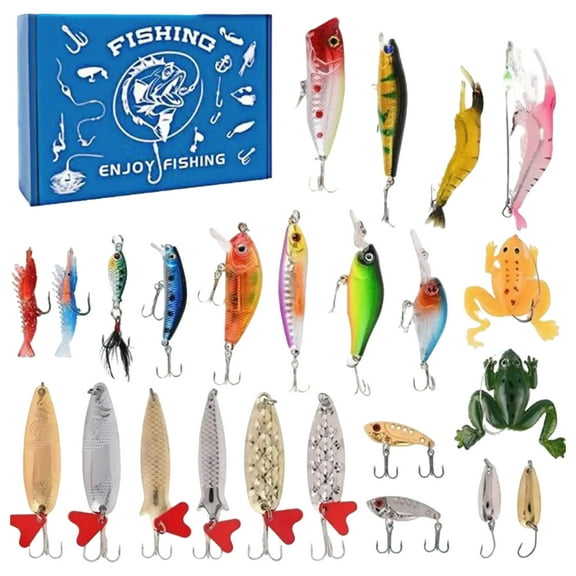 2025 Christmas Advent Calendar Fishing Tackle Set – 24 Days Fishing Lures, Vibrating Hardcore Fintail Vibe for Sea Bass, Trout, Bass, Saltwater & Freshwater Fishing, Holiday Gift for Adult Men