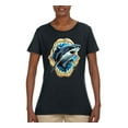 thumbnail image 2 of Ocean Shark Big Mouth Womens Graphic T-Shirt, Black, 2XL, 2 of 3