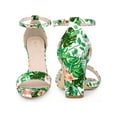 thumbnail image 5 of BLISSFUL STEP Women's Shoes Floral Printed Chunky Heel Ankle Strap Open Toe Block Heel Dress Sandals Green 8.5, 5 of 6