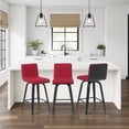 thumbnail image 2 of Vienna Counter Height Swivel Bar Stool w/ Red Seat & Brushed Wood Frame-Set of 3, 2 of 12