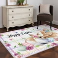 thumbnail image 4 of Easter Rabbits Area Rug 3x5 Washable Rug Non Slip Cute Bunny Faisy Leaf Eggs Spring Colorful Plaid Large Area Rug Indoor Floor Carpet for Entryway Bedroom Kitchen Living Room Home Office Dining Room, 4 of 8