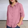 thumbnail image 2 of Tqcoqu Button Down Shirts for Women Half Sleeve Collared Casual Loose Blouses Summer Vacation Tops with Chest Pocket,Pink Women's M-XXXXL, 2 of 5