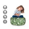 thumbnail image 2 of Jungle Foliage Storage Toy Bag Chair, Demonstration of Beach Setting Tree Leaves Pattern in Cartoon, Stuffed Animal Organizer Washable Bag, Small Size, Fern Green Peacock Green, by Ambesonne, 2 of 3