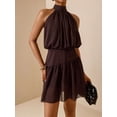 thumbnail image 6 of Women's Sleeveless Halter Neck Chiffon Mini Dress with Back Tie, 6 of 6