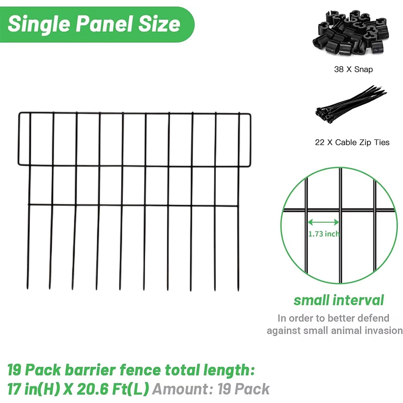 Metal Garden Fence 6 Panels, Black Iron Outdoor Pet Barrier, Rust Proof Animal Fence for Yard Lawn, Decorative Landscape Fencing with Easy Installation Stakes