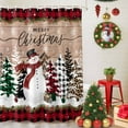 thumbnail image 5 of Shower Curtain 48"W x 72"L Merry Christmas Snowman Xmas Tree Plaid Wood Grain Fabric Shower Curtains Set with Hooks Water Repellent Bathroom Curtains Machine Washable Bathroom Accessories, 5 of 9