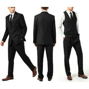 Wehilion by Wehilion Mens Suit Slim Fit 3 Piece Suit Prom Suits Set, Black XL