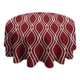 thumbnail image 4 of Burgundy and White Wavy Pattern Round Tablecloth 60"x60",Wrinkle Wipeable Table Cloth for Kitchen Dining Room Picnic Patio Party, 4 of 6