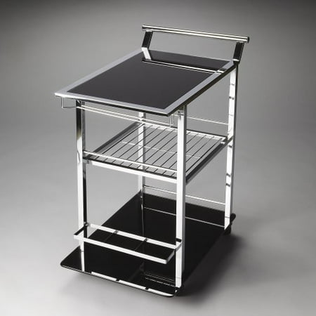 Butler Specialty Florio Black Glass Serving Cart