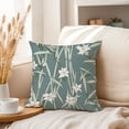 thumbnail image 3 of Ethan Taylor Floral Throw Pillow Soft Cushion Cover 'Zen Japanese Garden Flowers VI Flowers Asian Flowers' Pattern Decorative Square Accent Pillow Case, 18x18 Inches, Green, White, 3 of 5