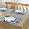 thumbnail image 3 of Blue Ethnic Floral Patchwork Pattern Summer Placemats Table Placemats Set Of 4-Linen Kitchen Washable Placemats Table Mats 11.8"x17.7" Non-Slip Heat Resistant, 3 of 6