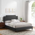 thumbnail image 2 of Platform Bed Frame, King Size, Dark Grey Gray, Velvet, Mid Century French Bedroom, Modern Contemporary Boutique HB35466, 2 of 12