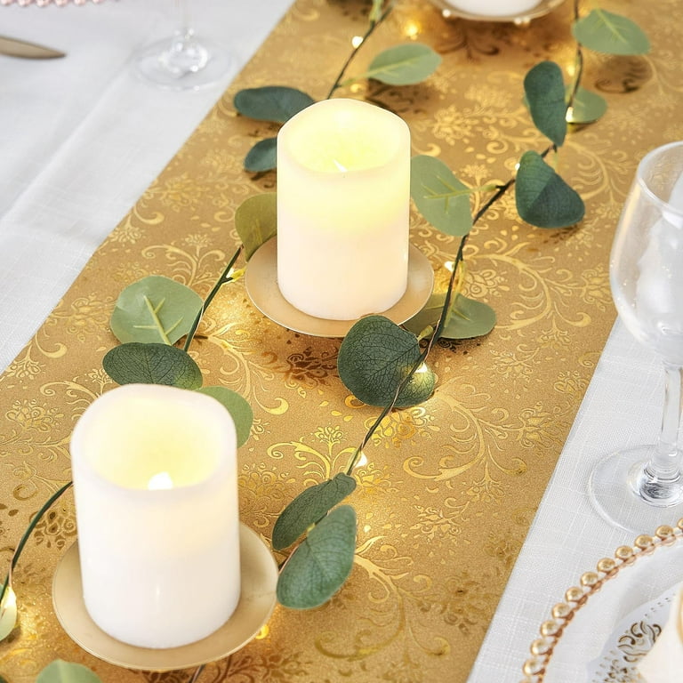 Efavormart 9ft Gold Glitter Paper Table Runner Roll, Disposable Table Runner for Morden Stylish Wedding Party Holiday Celebration Table Setting