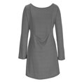 thumbnail image 4 of IROINNID Long Sleeve Dress for Women Thigh-Length Fit&Flare Dress Fall and Winter New Slim Trendy Dress V-neck Bubble Sleeve Pleated Skirt,Gray, 4 of 8