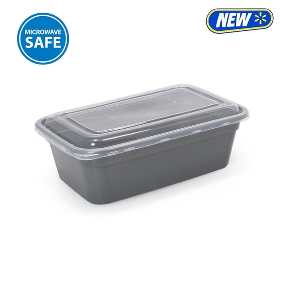 Mainstays 5-Pack 1-Compartment BPA-Free Plastic Snack Meal Prep Food Storage Containers, 3 Cup, Soothing Grey