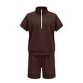 thumbnail image 5 of bravefron Two Piece Sets for Women Summer Zipper V Neck Tops Wide Leg Sweatpants Short Sleeve Top And Shorts Tracksuit Travel Outfits, 5 of 7