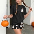 thumbnail image 5 of Stamzod Girls Summer Outfits Halloween Printed Short Sleeve Tee Top Shorts Set 2 Piece Girls' Clothing Sets Z Black 14-15 Years, 5 of 9