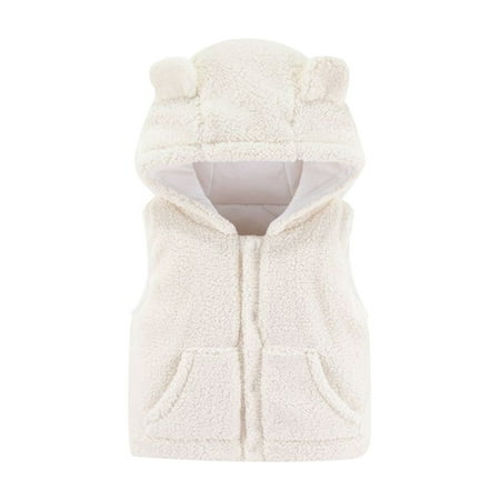 

nsendm Vest Solid Kids Windproof Outdoor Toddler Hooded Boys Coat Girls Baby Boys Coat&jacket Youth Boys Winter Coat Outerwear White 5-6 Years