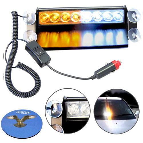 8In1 LED 16W Amber White Flashing Strobe Warning Light Deck Grill Remote Control 