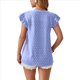 thumbnail image 3 of Blusa de Mujer con Cuello en V y Mangas con Volantes, Holgada, Elegante, Informal, , de Verano, Azul , Talla XL, 3 of 10