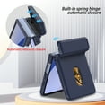 thumbnail image 6 of Allytechgroup Case for Samsung Galaxy Z Flip 5, Shockproof Rigid Plastic Flip Cover with Card Slot, Built-in Kickstand Anti-Scratch & Drop Protection Foldable Phone Accessory for Women Men, Darkblue, 6 of 7