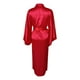 thumbnail image 4 of Gibobby Bata de seda para mujer Albornoz tipo kimono de satén Albornoz largo de boda para dama de honor con ribete de encaje(Rojo,XL), 4 of 4