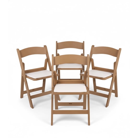 BTEXPERT SET of 4 Resin Folding Chair Vinyl Padded Seat Indoor Outdoor Set for Home Event Party Picnic Kitchen Dining Church School Weddings- Natural