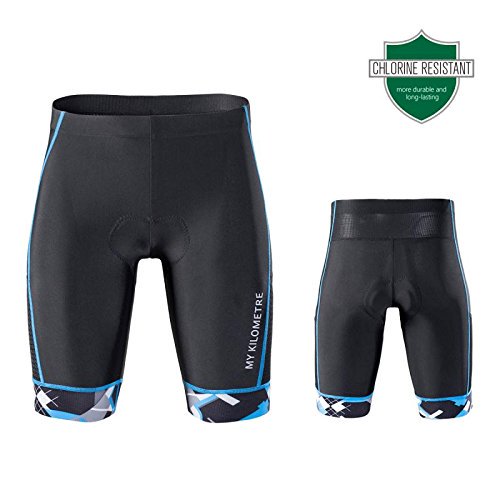 MY KILOMETRE Shorts de Triathlon pour Hommes 9 Pouces / Poches de Jambe Faciles d'Accès / Chamois pour tri-Course de Longue Distance Shorts de Cyclisme