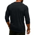 thumbnail image 5 of Resicozy 3/4 Sleeve Shirt Men Summer Solid Color Henley Neck Baseball T-Shirts Casual Loose Fit Tees T-Shirt Black M, 5 of 7